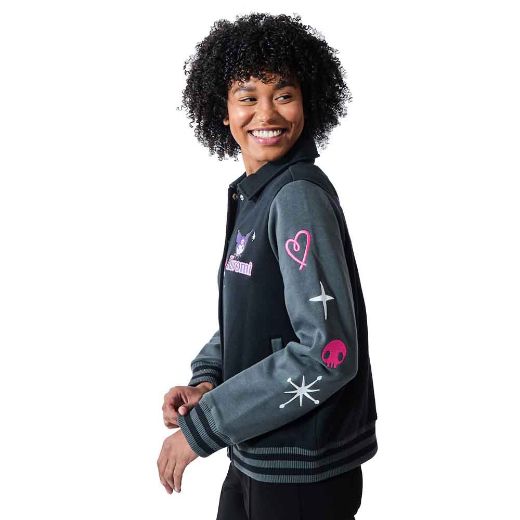 Picture of Kuromi Embroidered Juniors Varsity Jacket