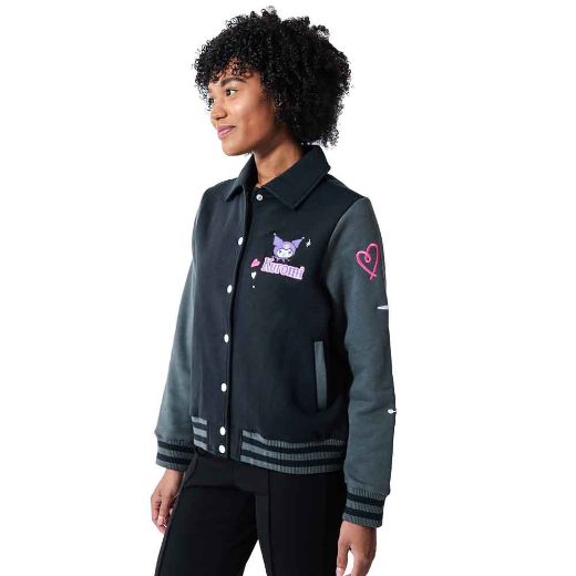 Picture of Kuromi Embroidered Juniors Varsity Jacket
