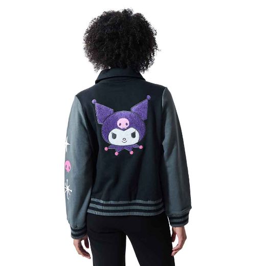 Picture of Kuromi Embroidered Juniors Varsity Jacket