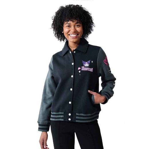 Picture of Kuromi Embroidered Juniors Varsity Jacket