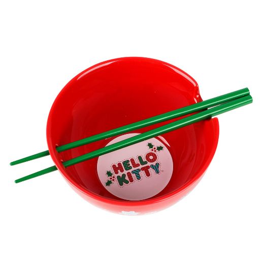 Picture of Hello Kitty Holiday 20 oz. Ceramic Ramen Bowl with Chopsticks