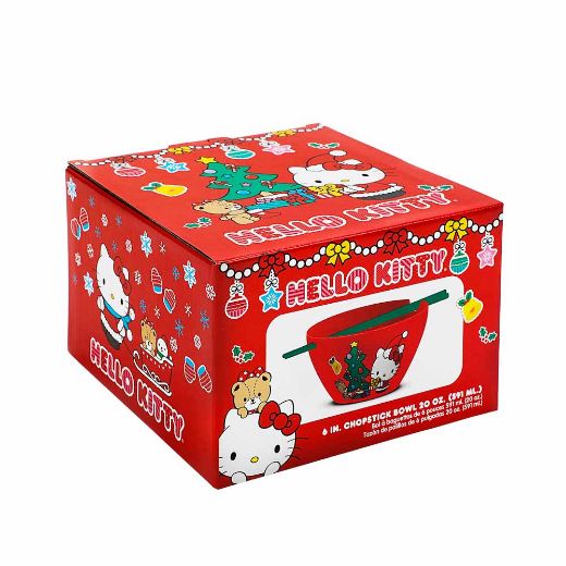 Picture of Hello Kitty Holiday 20 oz. Ceramic Ramen Bowl with Chopsticks