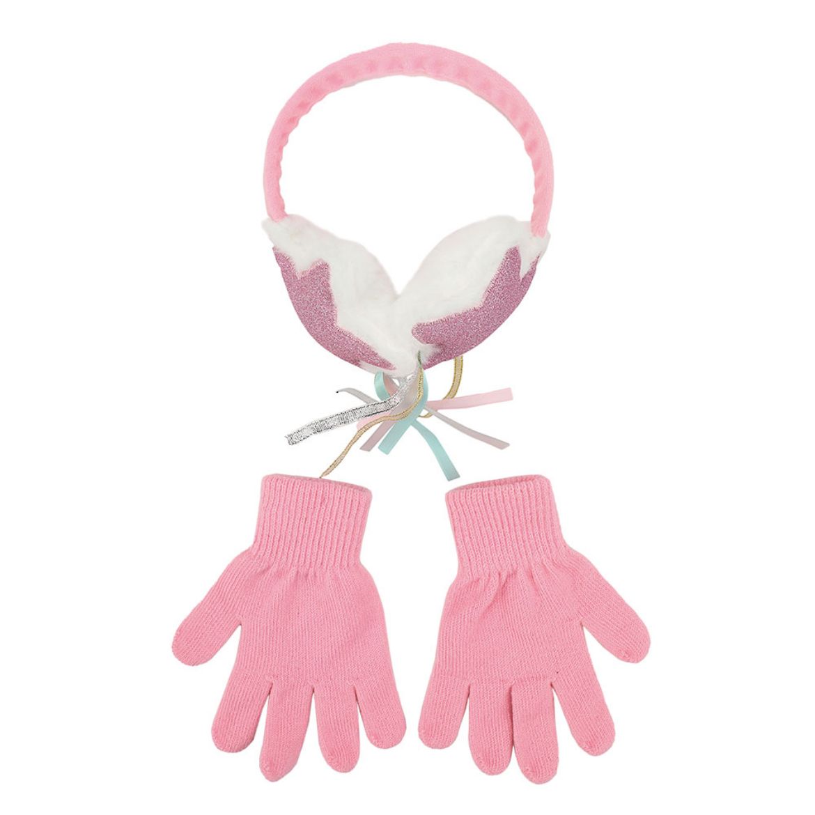 Picture of Bioworld Glitter Star 3D Youth Earmuff & Gloves Combo