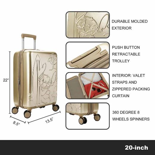 Picture of Disney Stitch Gold Embossed 20 in. Rolling Luggage