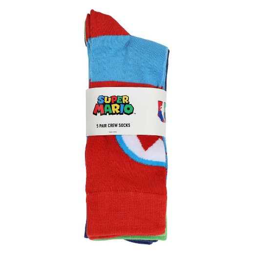 Picture of Super Mario Icons 5 Pair Crew Socks