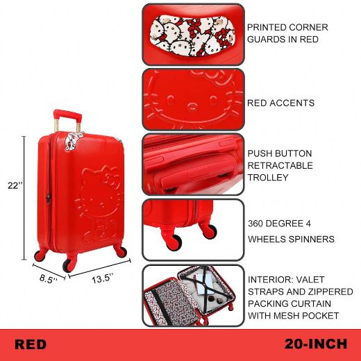 Picture of Hello Kitty Red Embossed 20 in. Rolling Luggage