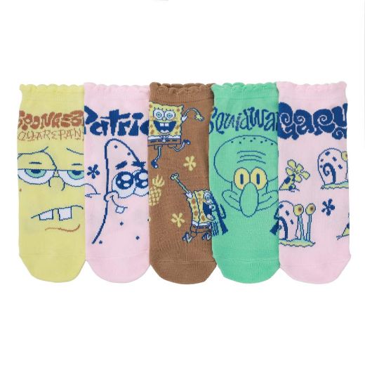 Picture of SpongeBob SquarePants Pastel 5 Pair Ankle Socks