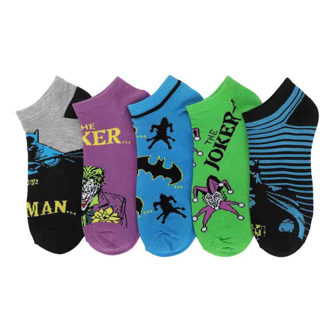Picture of DC Comics Batman & Joker 5 Pair Ankle Socks