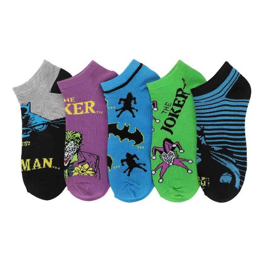 Picture of DC Comics Batman & Joker 5 Pair Ankle Socks