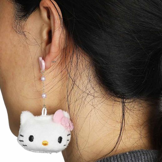 Picture of Hello Kitty Heart & Pearls Plush Earrings