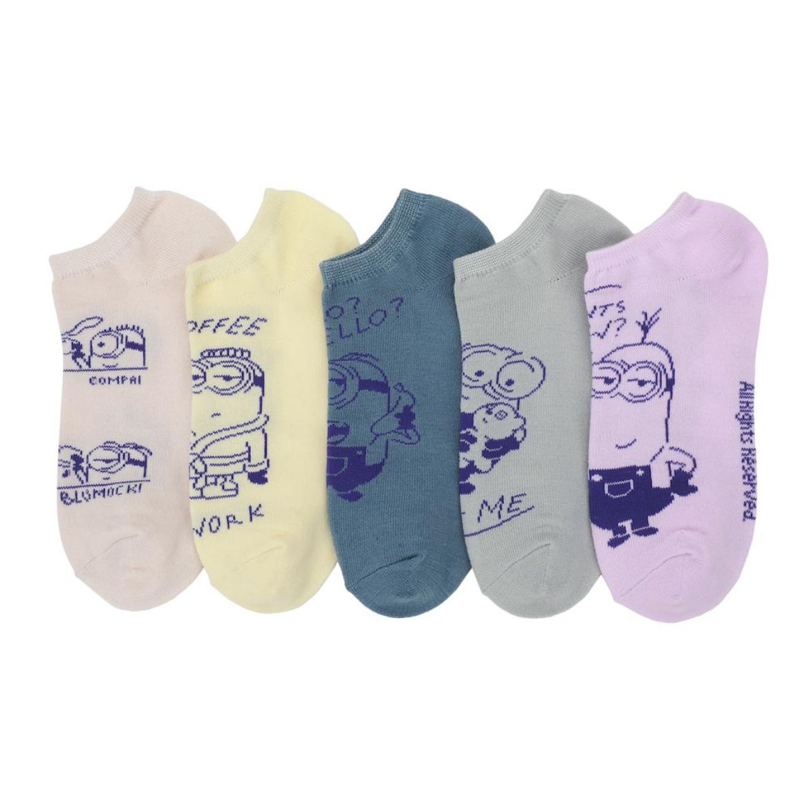 Picture of Minions Quotes 5 Pair Ankle Socks