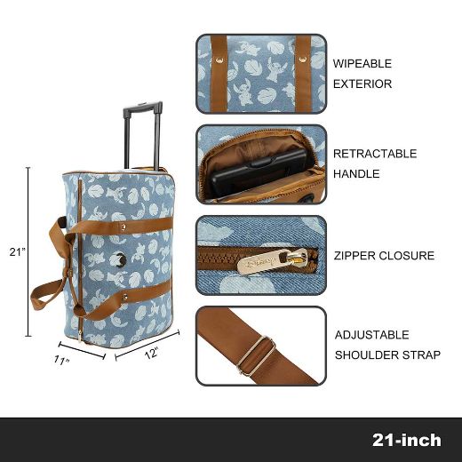 Picture of Disney Stitch Denim Rolling Duffle Travel Bag