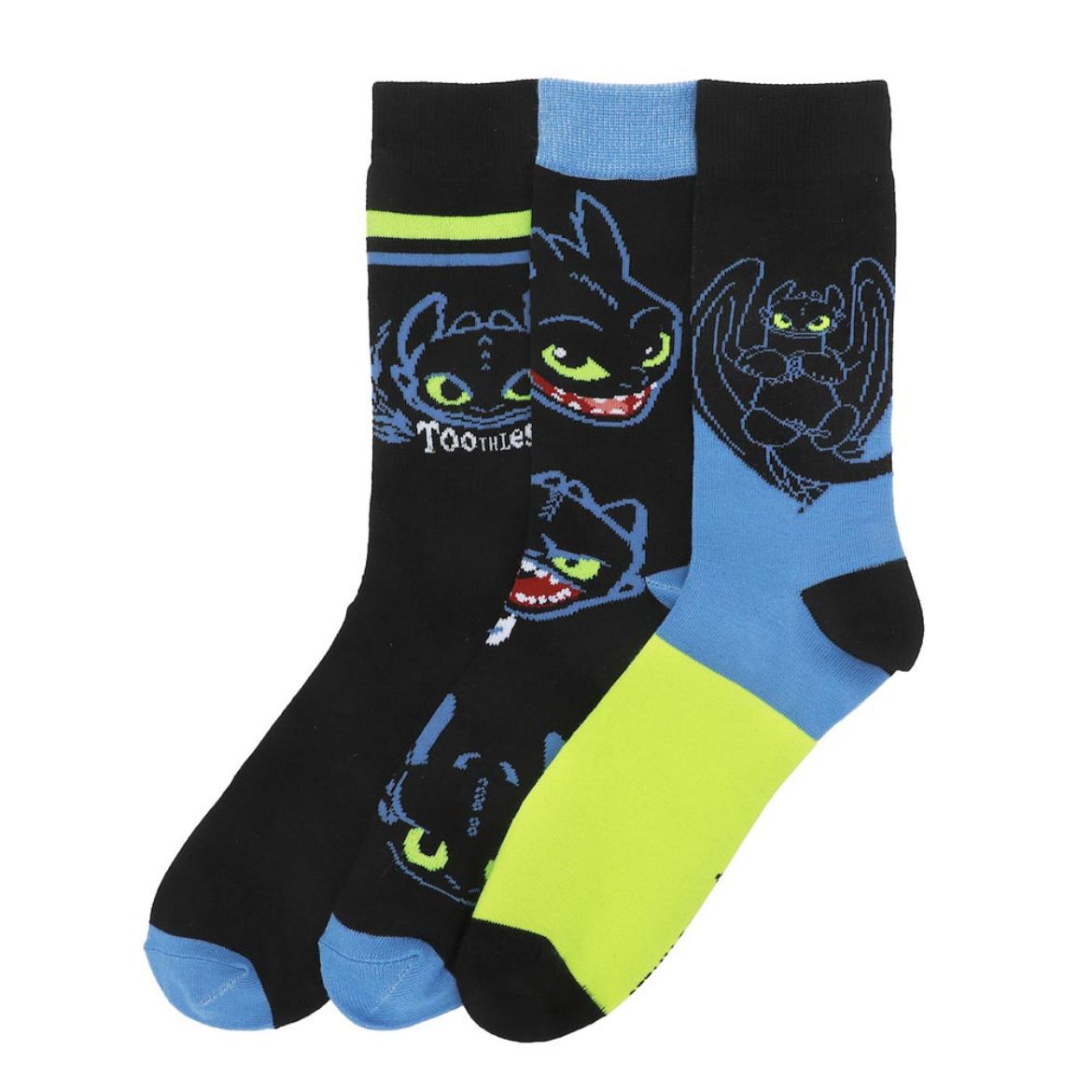 Picture of How To Train Your Dragon Toothless Adult 3 Pair Crew Socks