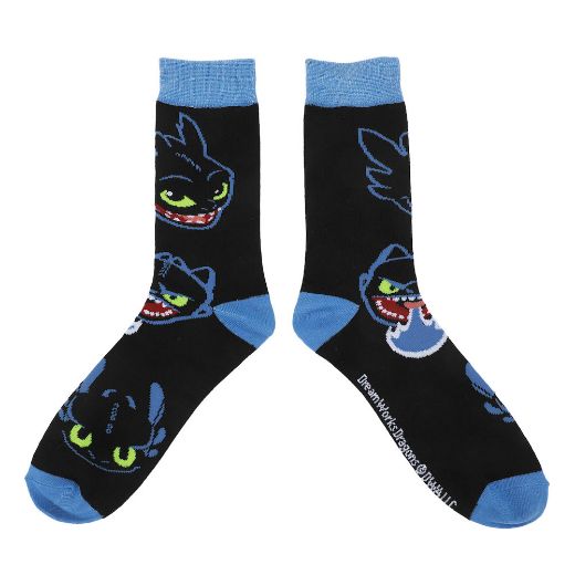 Picture of How To Train Your Dragon Toothless Adult 3 Pair Crew Socks