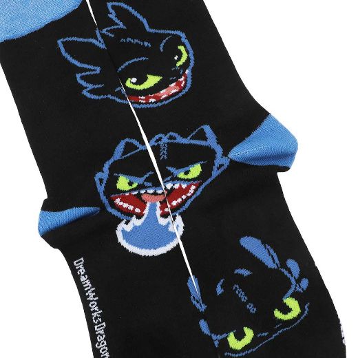 Picture of How To Train Your Dragon Toothless Adult 3 Pair Crew Socks