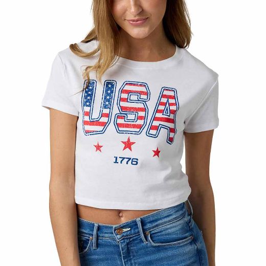 Picture of Bioworld USA Logo Junior's Cropped Baby Tee