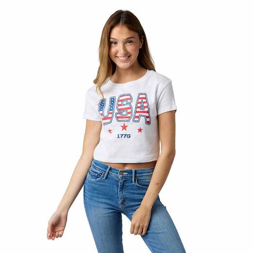 Picture of Bioworld USA Logo Junior's Cropped Baby Tee