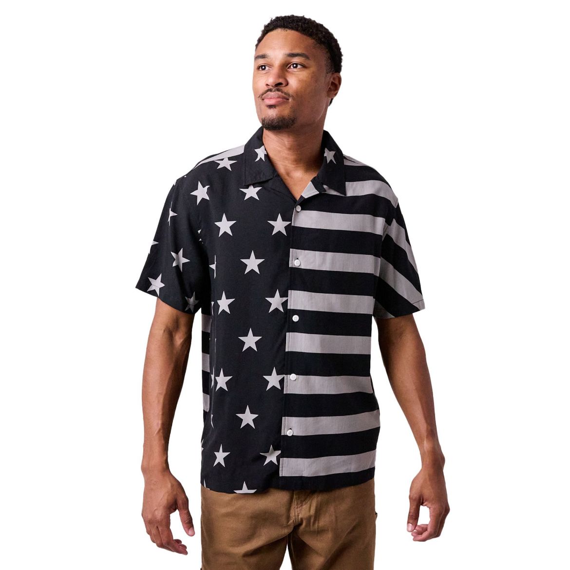 Picture of Bioworld American Flag AOP Woven Button UP