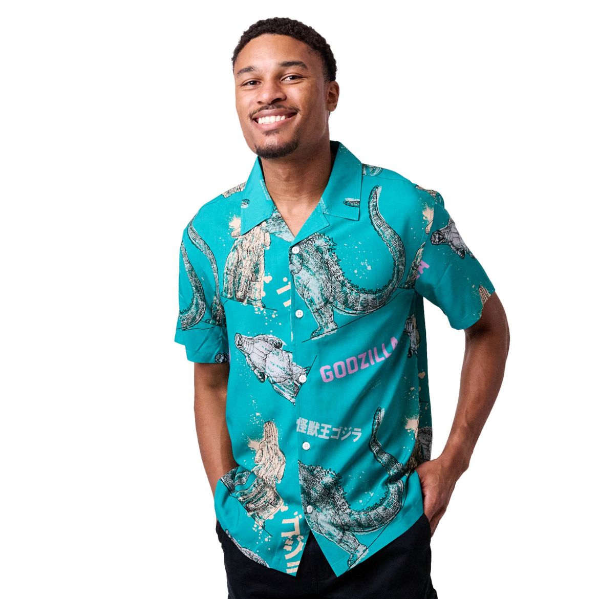 Picture of Godzilla AOP Woven Button Up